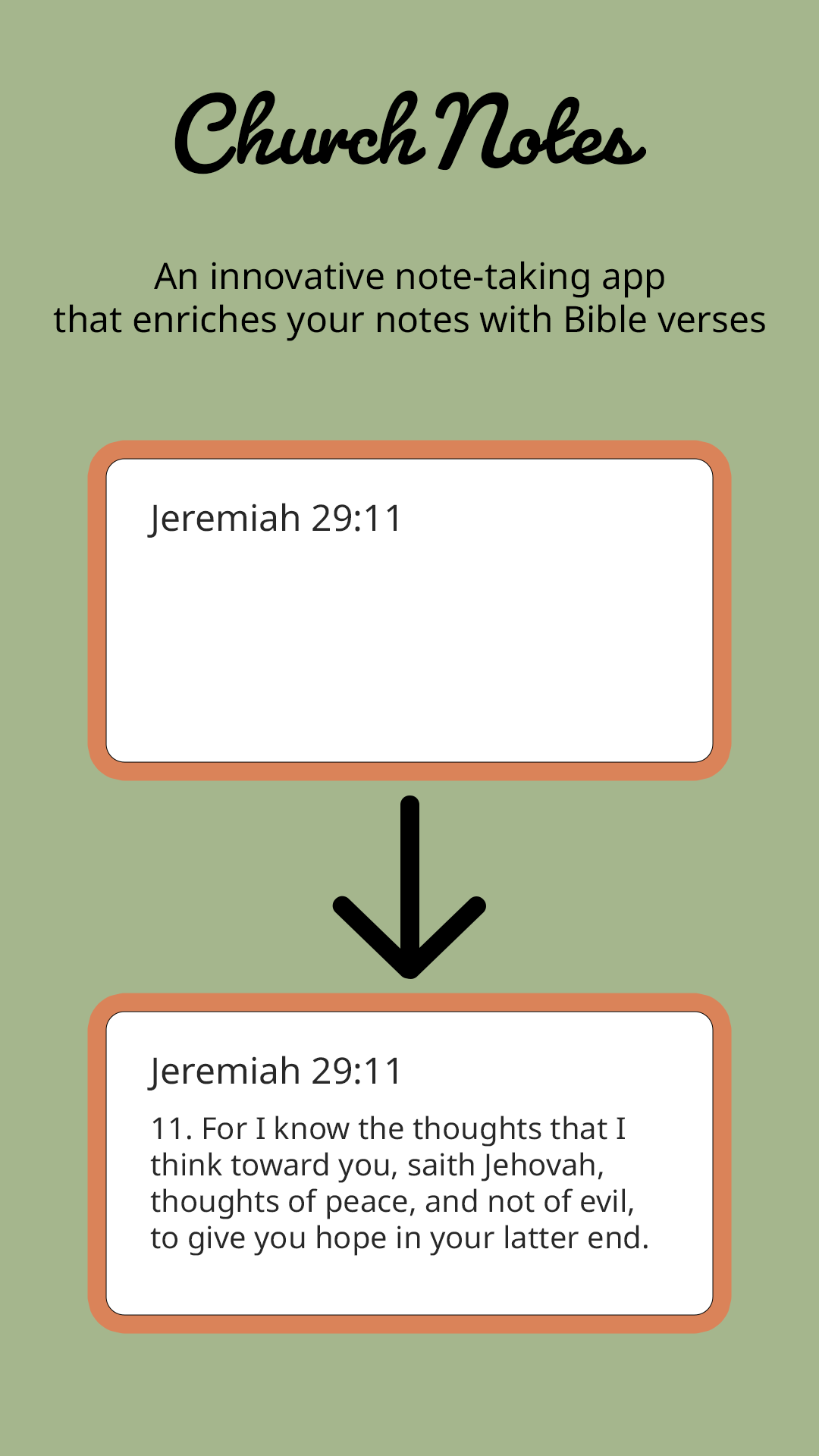 Church Notes editor showing a structured sermon note
