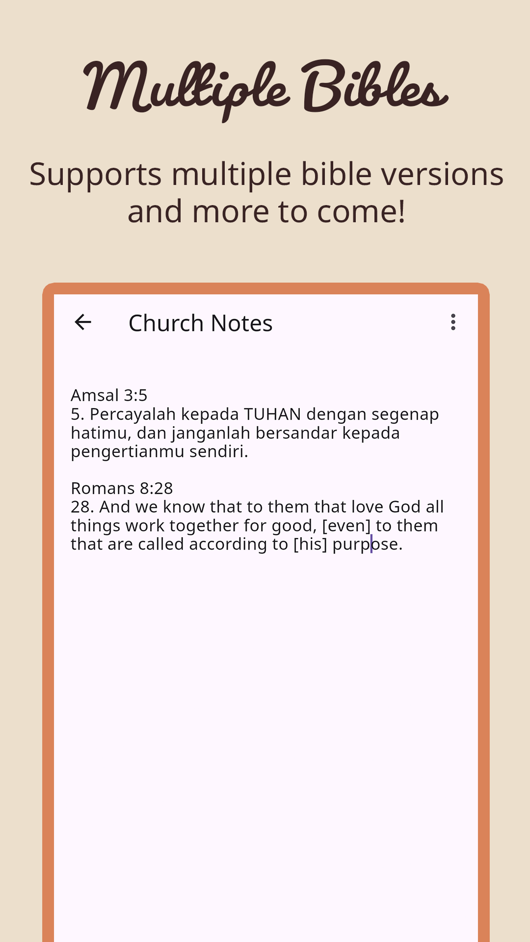 Church Notes Bible translation and note-taking experience